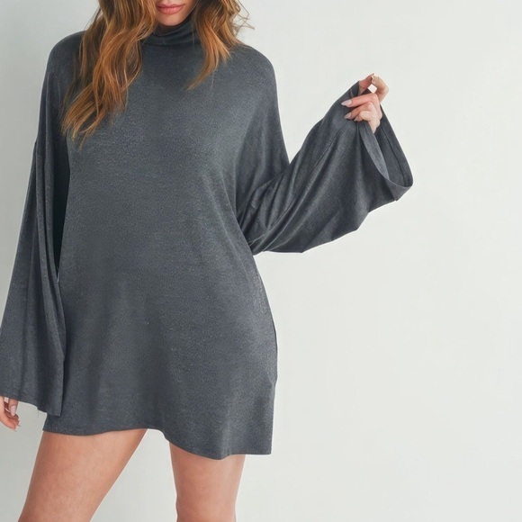 Bell Sleeve Turtle Neck Dress - Picture 7 of 7